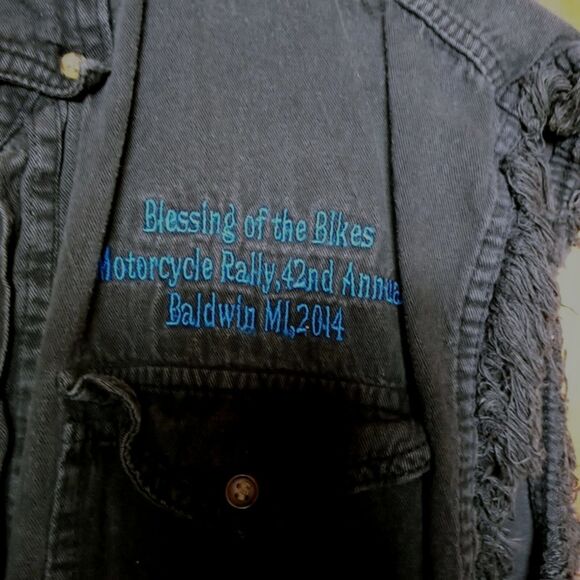 BikerWear USA Black Shirt L Blessing of the Bikes Baldwin MI Motorcycle Rally - Picture 4 of 7